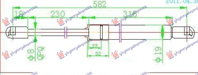 Amortizues (një) për derën e bagazhit (582L-460N)
