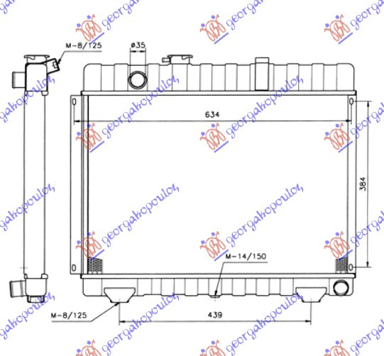 Radiator për motor 2,4cc dizel 76-86 (41x62)
