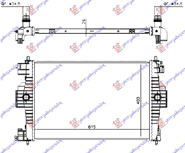 Radiator për motor 1,6i-16V (61,3x40,5) 10- (MAHLE BEHR)