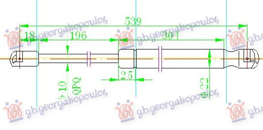 Amortizues (një) për derën e bagazhit karavan (537L-750N)