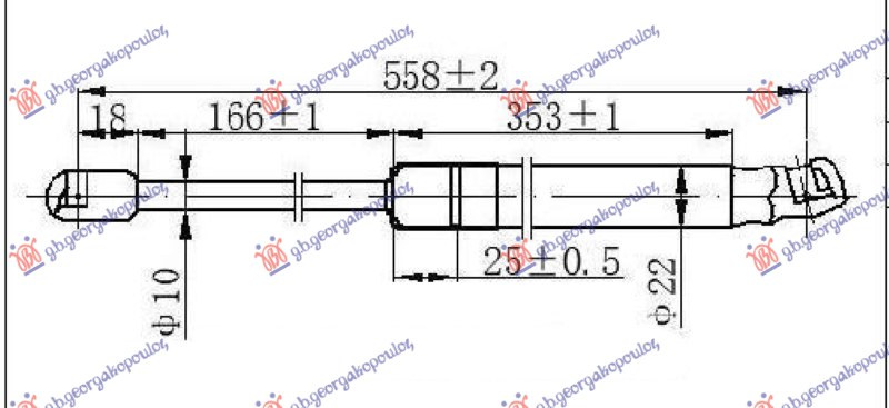 Amortizues (një) për derën e bagazhit (558L-725N)