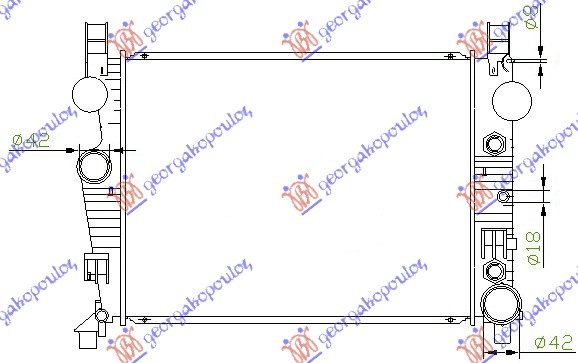 Radiator për motor 4.3-5.0 benzinë (64x47,2x42) (marsh automatik)