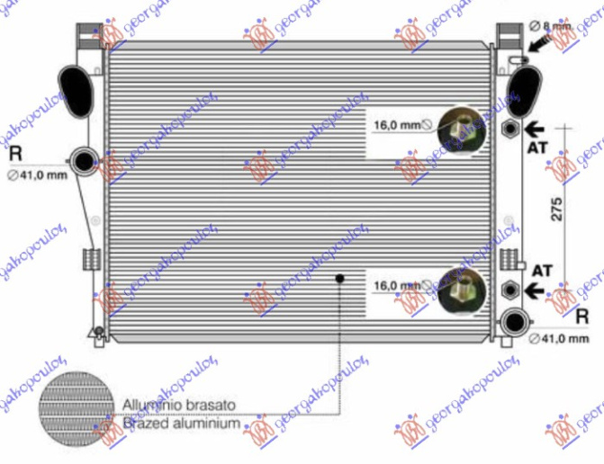 Radiator për motor 5.0-5.5-5.8-6.0 benzinë - 3.2-4.0-4.3 dizel (marsh manual/automatik) (641x469)