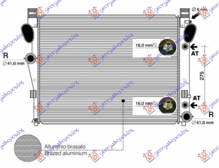Radiator për motor 5.0-5.5-5.8-6.0 benzinë - 3.2-4.0-4.3 dizel (marsh manual/automatik) (641x469)