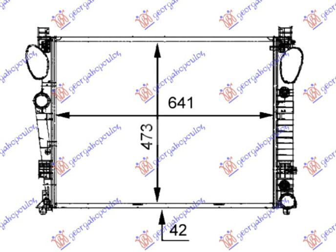 Radiator për motor 5.0-5.5-5.8-6.0 benzinë - 3.2-4.0-4.3 dizel (marsh manual/automatik) (641x469) (MAHLE BEHR PREMIUM LINE)
