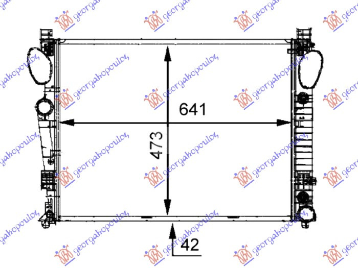 Radiator për motor 5.0-5.5-5.8-6.0 benzinë - 3.2-4.0-4.3 dizel (marsh manual/automatik) (641x469) (MAHLE BEHR PREMIUM LINE)