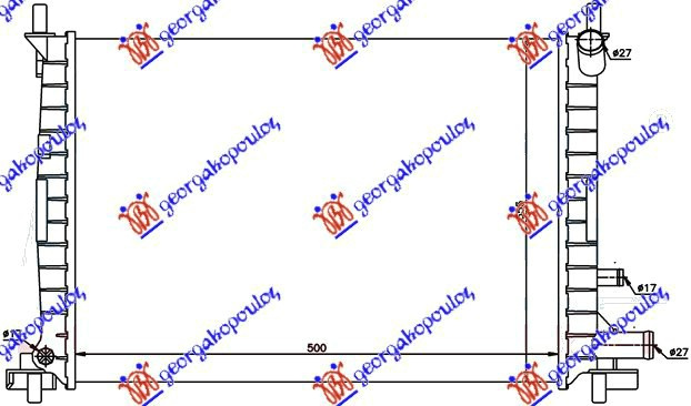 Radiator për motor 1.0-1.3CC (50x36) (me kondicioner)