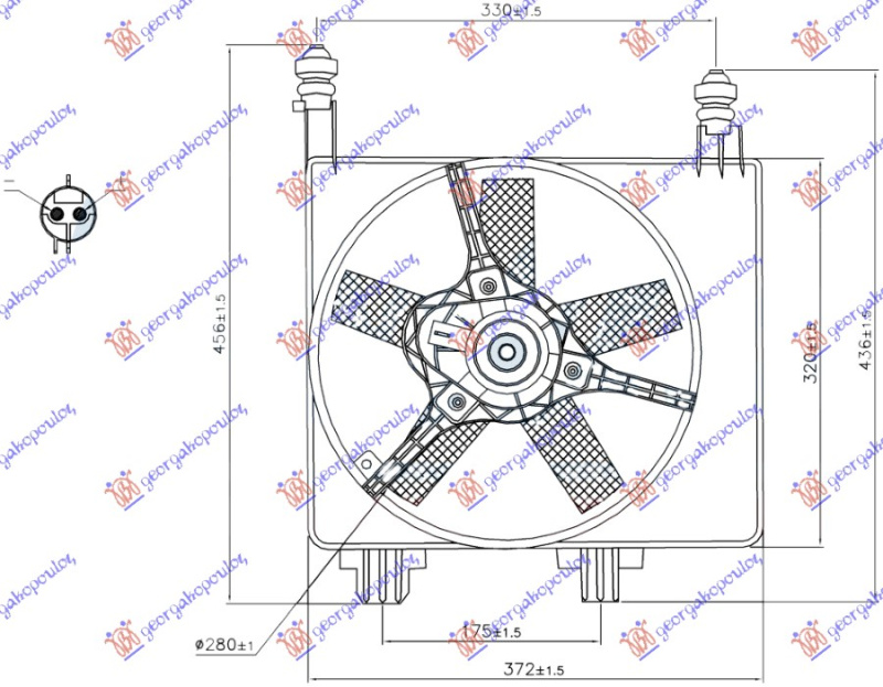 Ventilator për radiator me motor komplet benzinë pa kondicioner