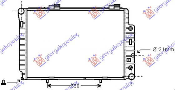 Radiator për motor 2.0-2.3benzinë + SLK KOMP.Μ/A (me kondicioner) (61x42)