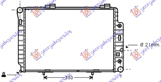 Radiator për motor 2.0-2.3benzinë + SLK KOMP.Μ/A (me kondicioner) (61x42) (MAHLE BEHR PREMIUM LINE)