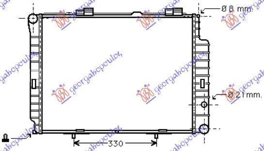 Radiator për motor 2.4-3.2benzinë -2.0-2.5 dyer (me/pa kondicioner) (64x49 (MAHLE BEHR)