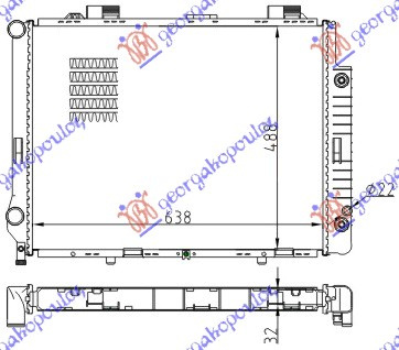 Radiator për motor 2.8-3.2 benzinë (me/pa kondicioner) (marsh manual/automatik). (64x49,2
