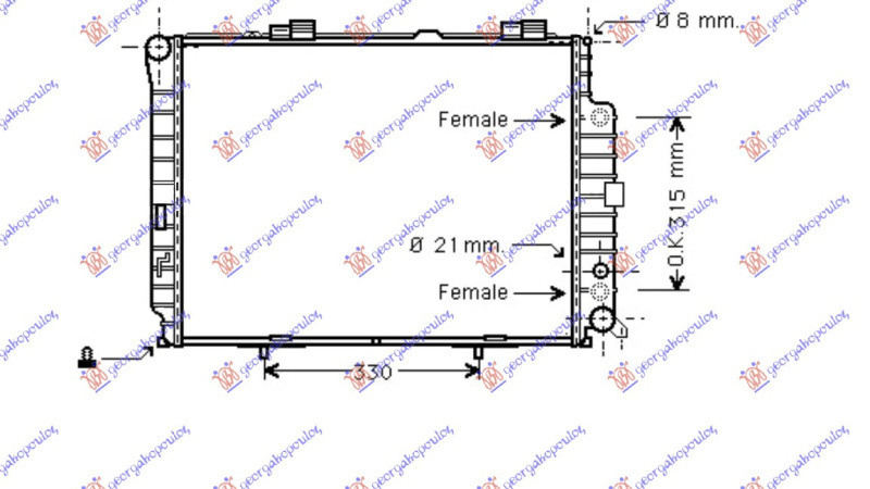 Radiator për motor 3.0 TD (marsh automatik) (64x48.9)