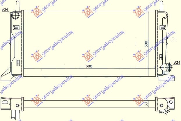 Radiator për motor 1,4-1,6xR3 (60,3x29,8)