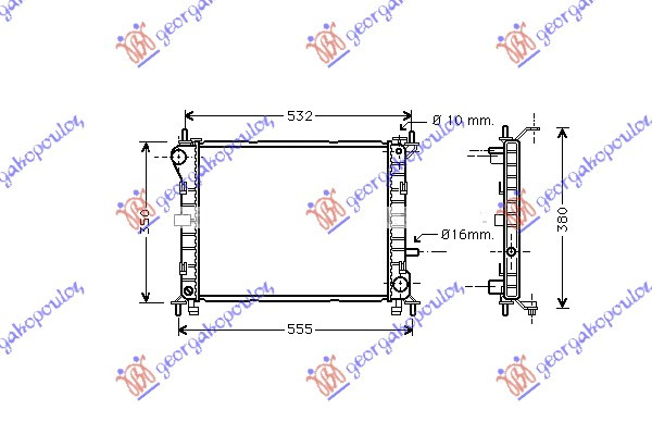 Radiator për motor 1,4-1,6 (pa kondicioner) (45x35,8)