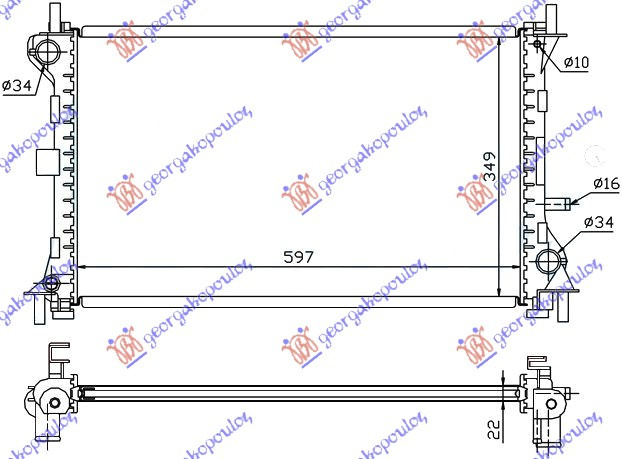 Radiator për motor 1,4-1,6-1,8 (me/pa kondicioner) (60x35,8)