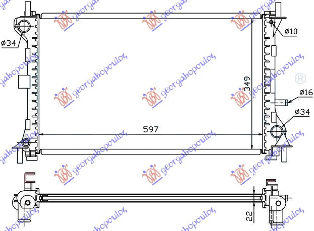 Radiator për motor 1,4-1,6-1,8 (me/pa kondicioner) (60x35,8) (MAHLE BEHR)