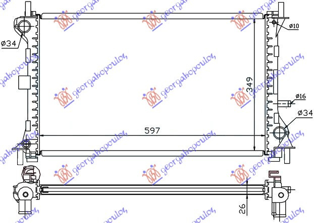 Radiator për motor 2,0 i-16V-1,8 TDCi (me/pa kondicioner) (60x3)
