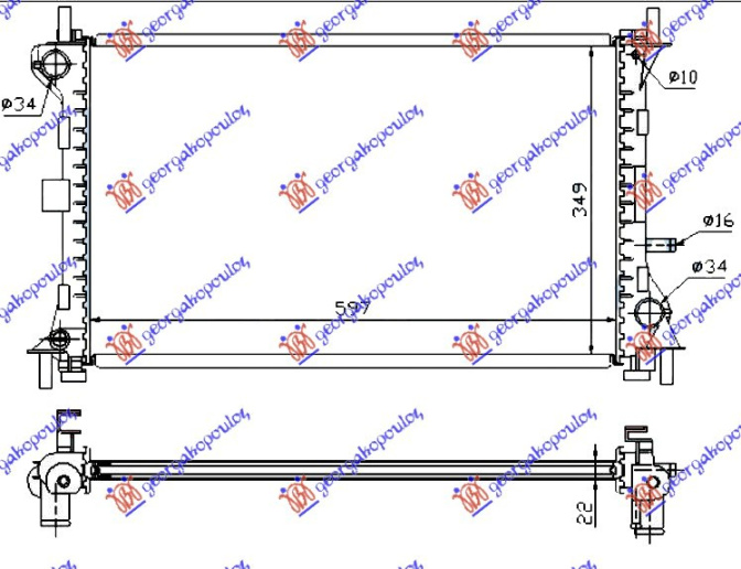 Radiator për motor 1,4-1,6-1,8 (me/pa kondicioner) (60x35,8) (VALEO CLASSIC)