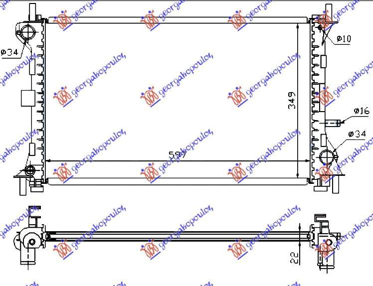 Radiator për motor 1,4-1,6-1,8 (me/pa kondicioner) (60x35,8) (VALEO CLASSIC)