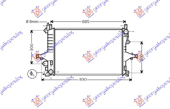 Radiator për motor me/pa kondicioner 2.0-2.4 benzinë/gaz - 2.4 dizel (62x42,6)