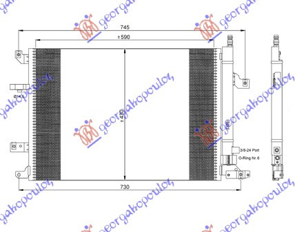 Radiator i kondicionerit benzinë/dizel (59,5x43)
