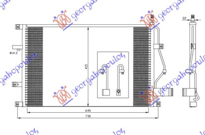 Radiator i kondicionerit benzinë/dizel (63,5x43)