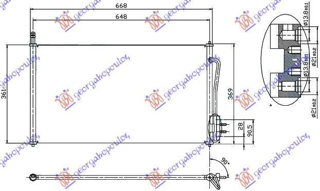 Radiator i kondicionerit benzinë - dizel (62x36,5x1,6)
