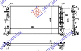 Radiator për motor 2,2 CDi (me kondicioner) (67,7x415x34) (marsh automatik)