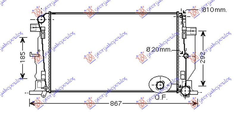 Radiator për motor 2,2 CDi (me kondicioner) (fletë metali) (680x400x2,6) (marsh manual)