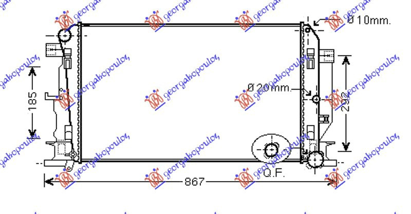 Radiator për motor 2,2 CDi (me kondicioner) (68x41,6x3,4) (marsh manual)