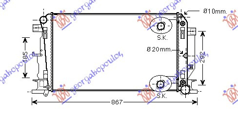 Radiator për motor 2,2-3,0CDi-3,5i24V pa kondicioner (67,7x41) automatik
