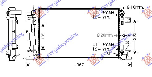 Radiator për motor 2,2-3,0CDi-3,5i24V pa kondicioner (67,7x41) AT (KOYO)
