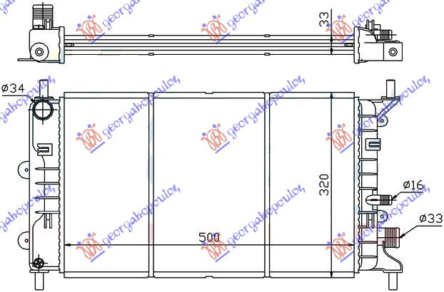 Radiator për motor 1,4-1,4i-1,6 (50x30)