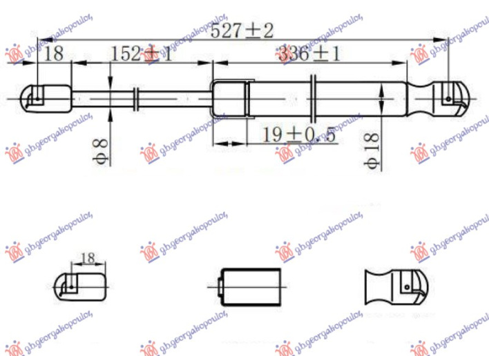 Amortizues (një) për derën e bagazhit (528L-670N)