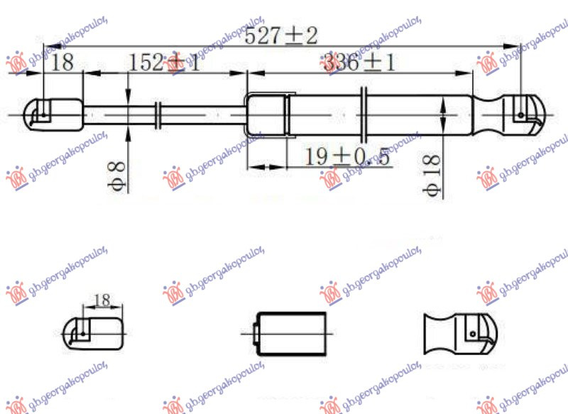Amortizues (një) për derën e bagazhit (528L-670N)