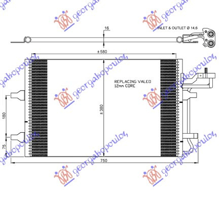 Radiator i kondicionerit benzinë/dizel (63x38) brenda/jashtë 14.4MM