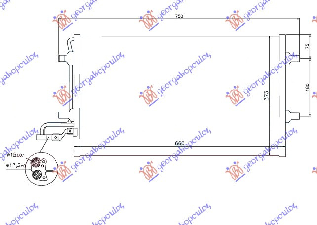 Radiator i kondicionerit benzinë/dizel (59x38) brenda/jashtë 15