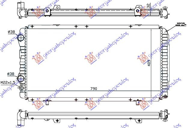 Radiator për motor benzinë/dizel (790x410x34)