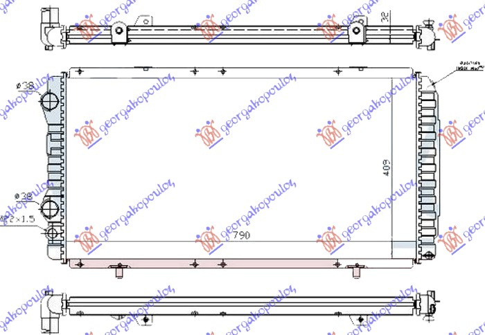 Radiator për motor benzinë/dizel (790x410x32) (fletë metali)