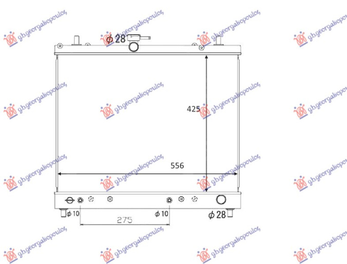 Radiator për motor 1,5i 16V (42,5x55,5) (marsh manual/automatik)