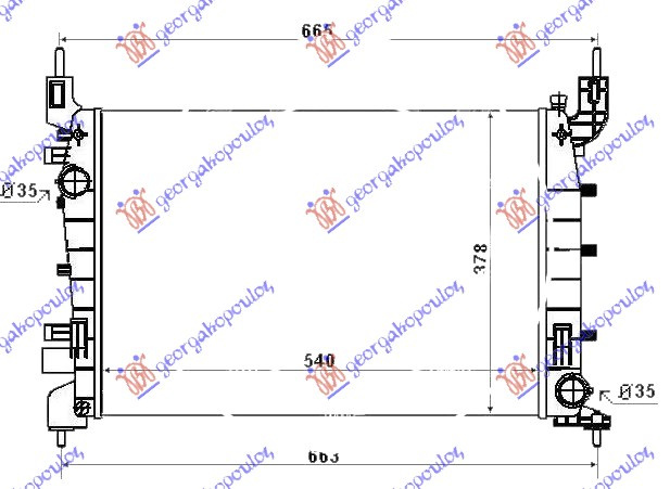 Radiator për motor 1,4 i-8V (me/pa kondicioner) (54x37,5x28)