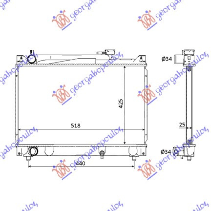 Radiator për motor 2,0 V6-2.0 16V (42x52x27)