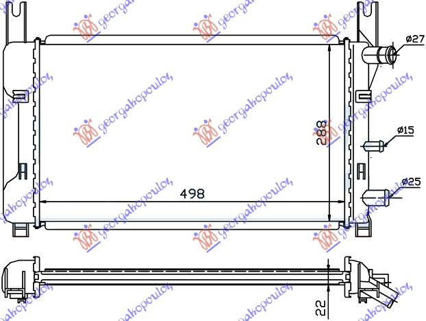 Radiator për motor 1,0 -1,1 -1,3 (50x30)