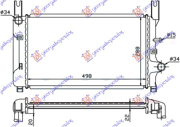 Radiator për motor 1,4-1,4CAT-1,6-1,6xR2i-1,8D (50x30)