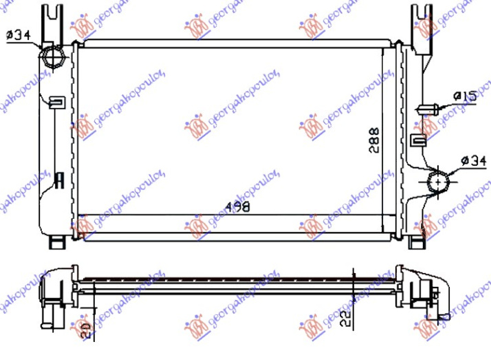Radiator për motor 1,4-1,4CAT-1,6-1,6xR2i-1,8D (50x30) (VALEO CLASSIC)