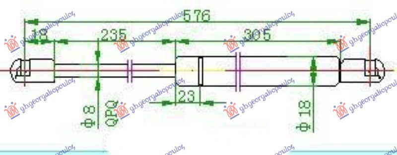 Amortizues (një) për derën e bagazhit (576L-310N)