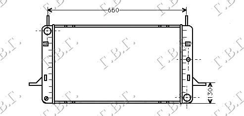 Radiator për motor 1,6-1,8-2,0cc DOHC (60,5x37)