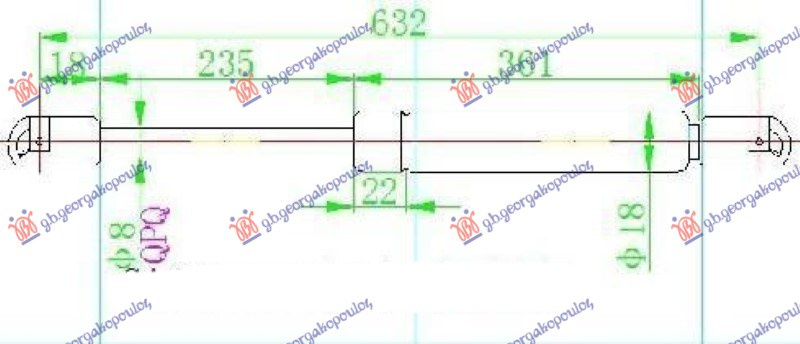Amortizues (një) për derën e bagazhit (632L-490N)