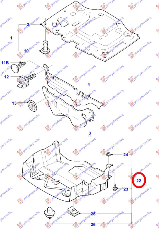Mbrojtje/kapak nën motor plastik